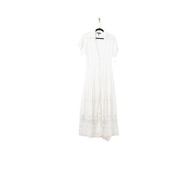 Maje Embroidered Ruffled Maxi Dress in White - Picture 5 of 9